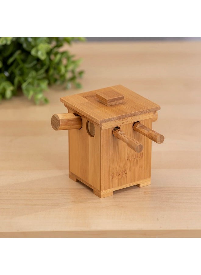 Bits and Pieces - Wooden Bamboo Puzzle Box - Brainteaser - Great Puzzling Gift
