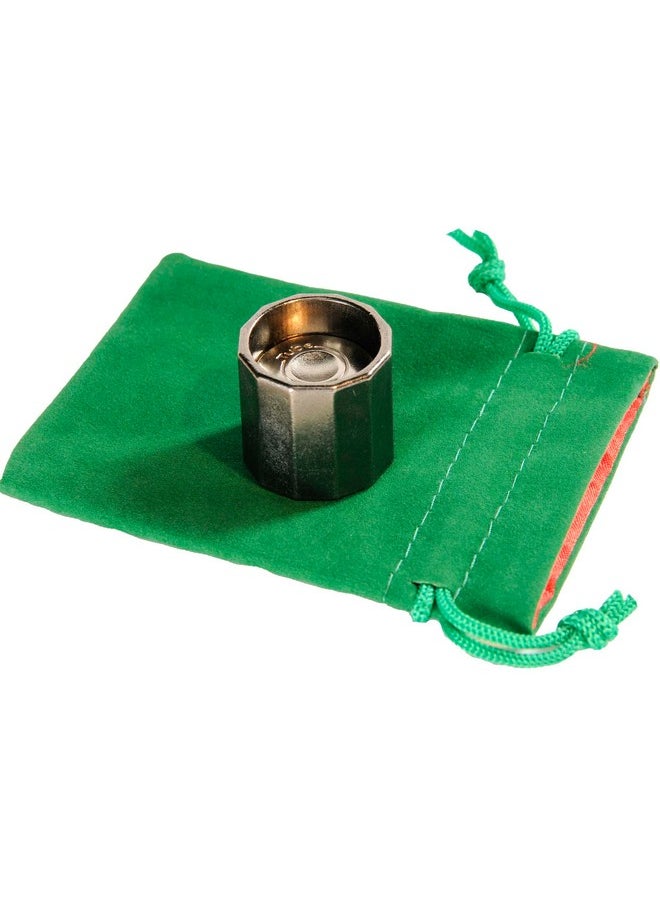 Tube Hanayama Puzzle, New 2023, Level 5, with Green Velvet, Red Satin Lined Drawstring Pouch, Bundled