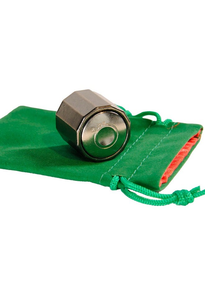 Tube Hanayama Puzzle, New 2023, Level 5, with Green Velvet, Red Satin Lined Drawstring Pouch, Bundled