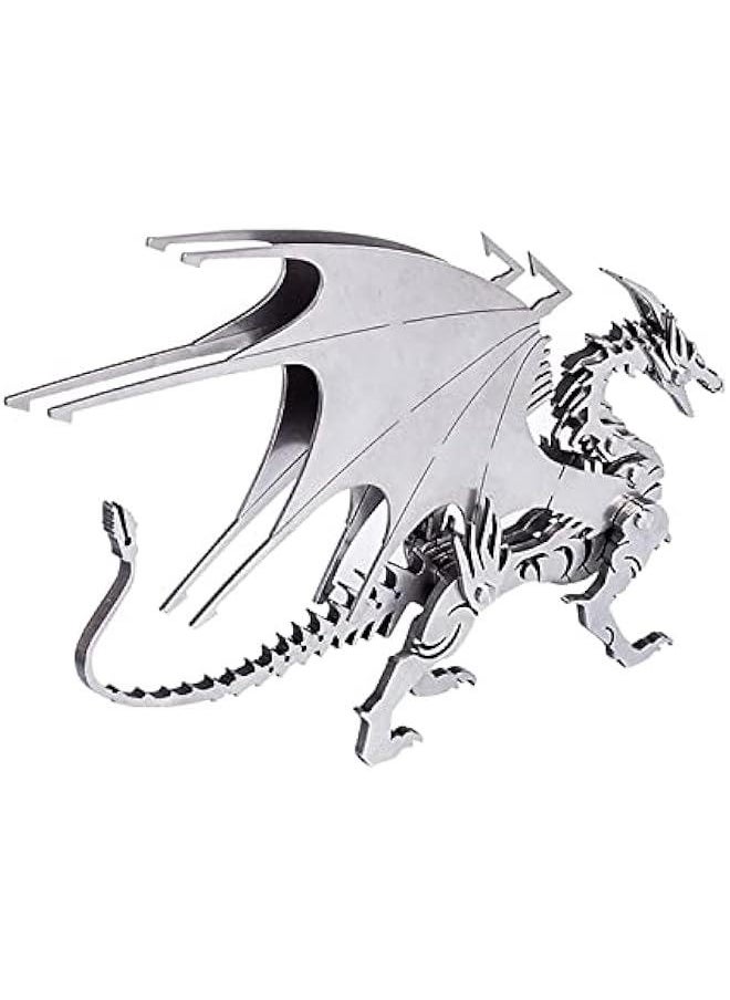 3D Metal Puzzle Fire Dragon Model Kit, Puzzle Jigsaw Fire Dragon 3D Stainless Steel Desk Ornaments (Fire Dragon)…