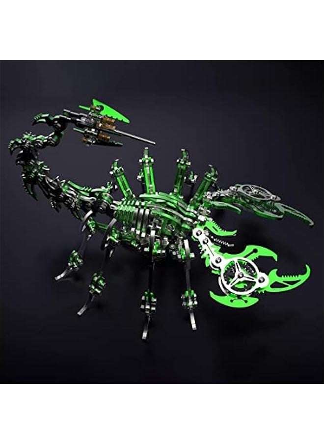 Colourful 3D Metal Puzzle Scorpion DIY Model Kit, Puzzle Jigsaw Scorpion King 3D Stainless Steel Ornaments (Green)