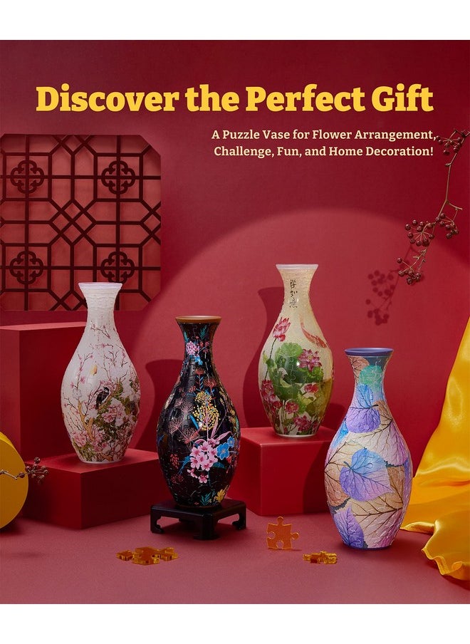 Pintoo 3D Puzzle Vase Unique Flower Vase Made by 160 Curved Plastic Puzzle Pieces House Warming Gift for Flower Arrangements and Home Decoration - [S1031] (Classic, Elegant Floral Print)