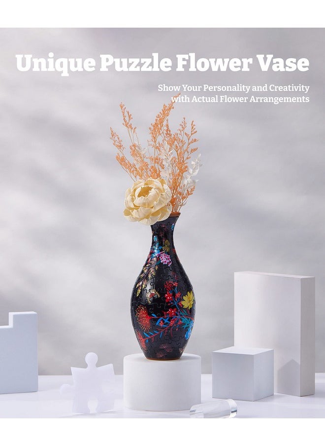 Pintoo 3D Puzzle Vase Unique Flower Vase Made by 160 Curved Plastic Puzzle Pieces House Warming Gift for Flower Arrangements and Home Decoration - [S1031] (Classic, Elegant Floral Print)