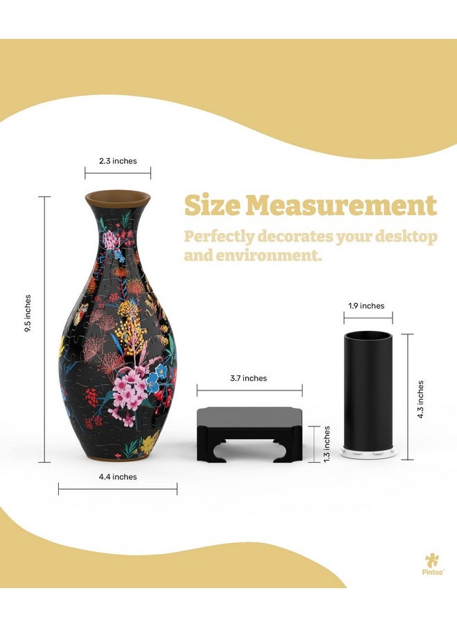 Pintoo 3D Puzzle Vase Unique Flower Vase Made by 160 Curved Plastic Puzzle Pieces House Warming Gift for Flower Arrangements and Home Decoration - [S1031] (Classic, Elegant Floral Print)