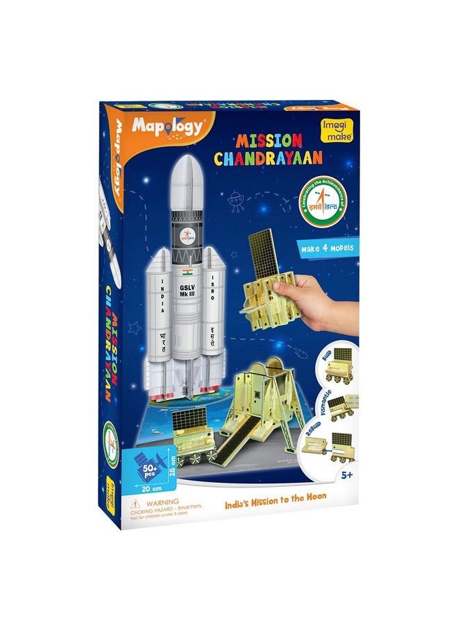 Imagimake Mapology Chandrayaan | ISRO Rocket Model & Satellite | Astronaut Toy | Educational Toys for Kids 5+Years | 3D Puzzles | Gifts for 5 Year Old Boy & Girl| Multicolour