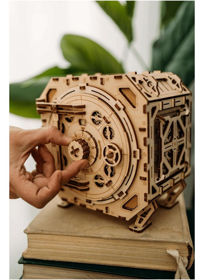 Wood Trick Safe Wooden Model Kit for Adults and Kids to Build - DIY Locker Puzzle Box with Combination - Mechanical - Store Your Precious Items - Heavy Duty Design - 3D Wooden Puzzle