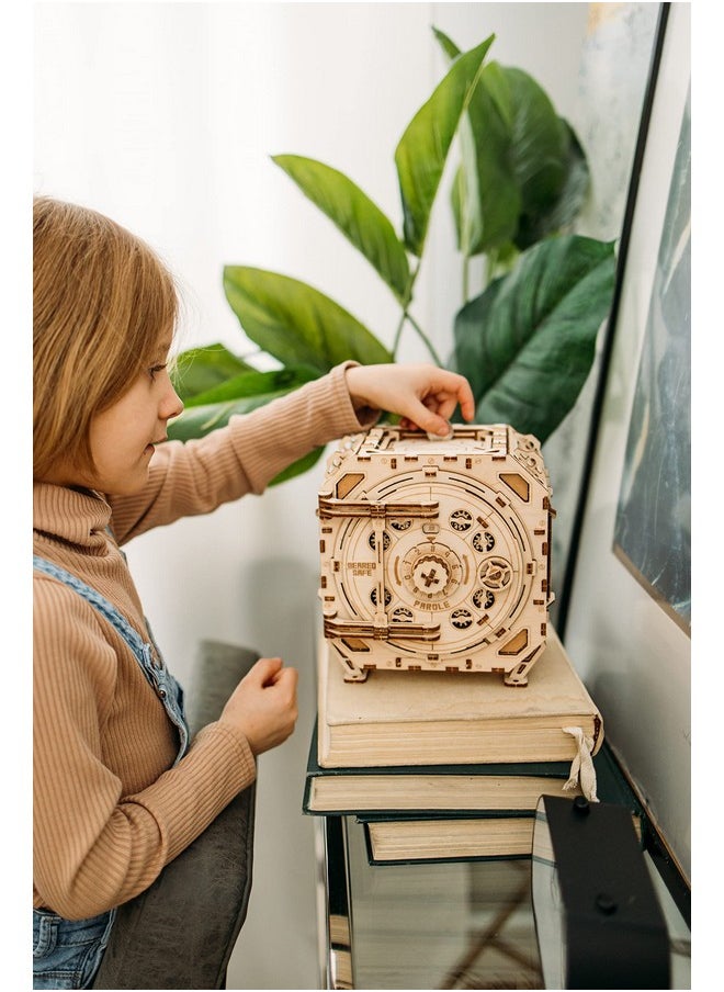 Wood Trick Safe Wooden Model Kit for Adults and Kids to Build - DIY Locker Puzzle Box with Combination - Mechanical - Store Your Precious Items - Heavy Duty Design - 3D Wooden Puzzle