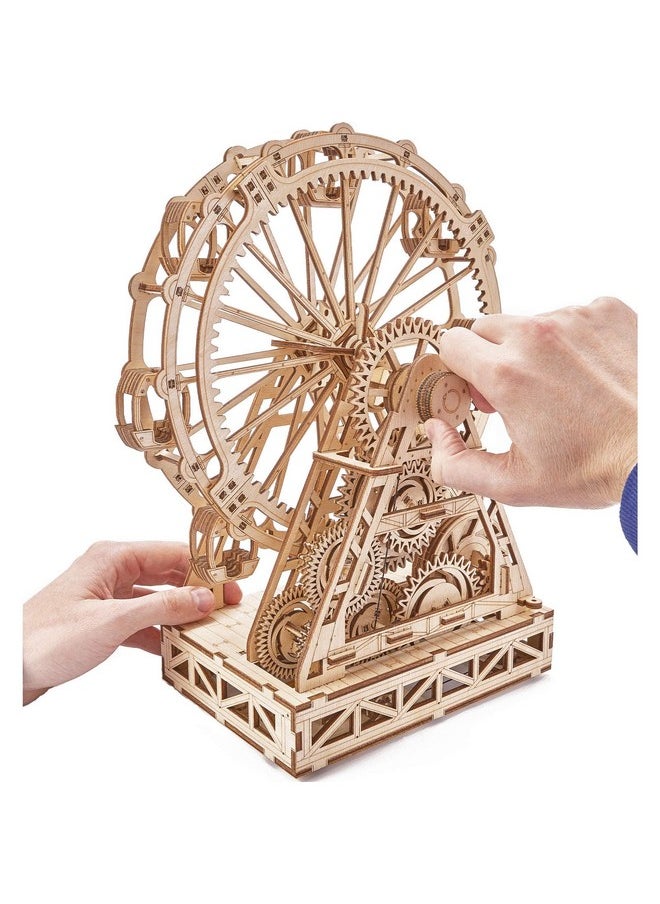 Wood Trick Ferris Wheel Rotating Mechanical Model - 3D Wooden Puzzles for Adults and Kids to Build - Engineering DIY Wooden Models for Adults to Build
