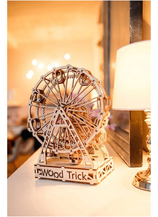 Wood Trick Ferris Wheel Rotating Mechanical Model - 3D Wooden Puzzles for Adults and Kids to Build - Engineering DIY Wooden Models for Adults to Build