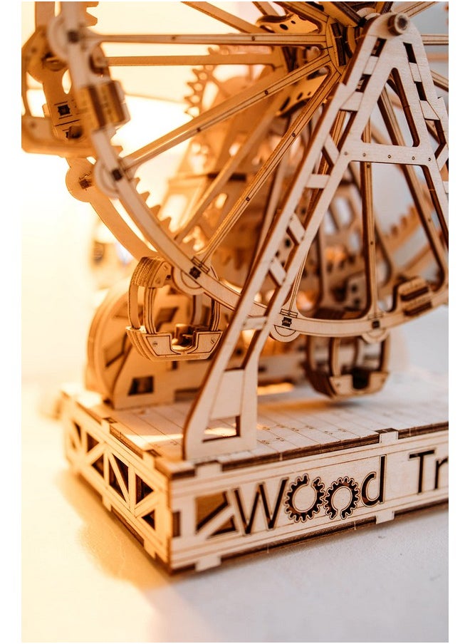 Wood Trick Ferris Wheel Rotating Mechanical Model - 3D Wooden Puzzles for Adults and Kids to Build - Engineering DIY Wooden Models for Adults to Build