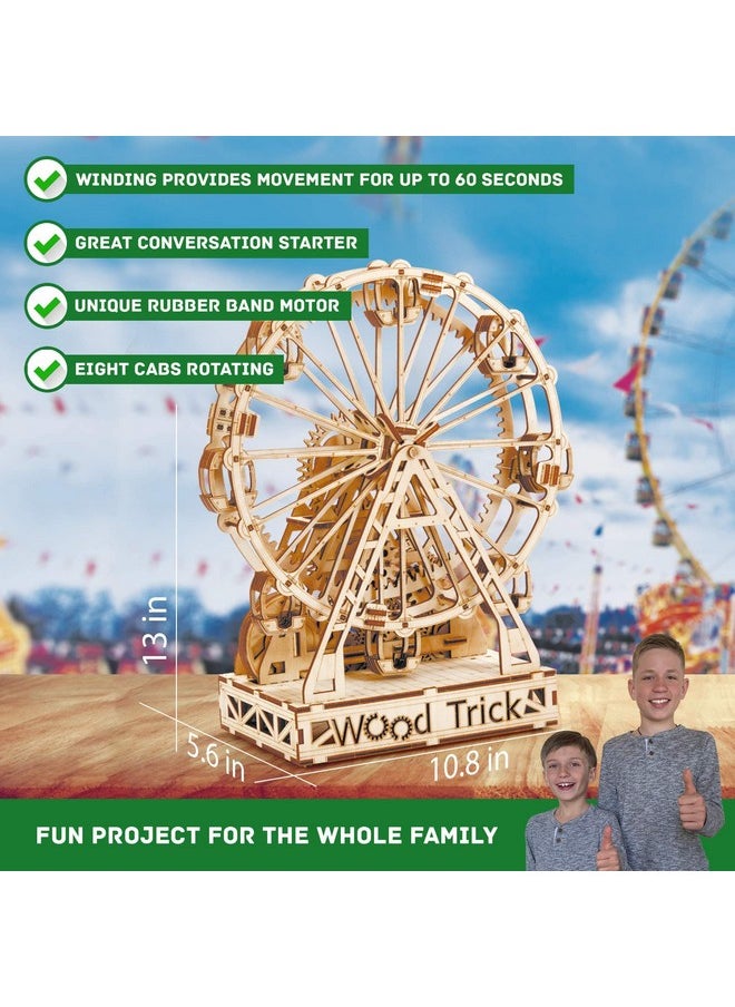 Wood Trick Ferris Wheel Rotating Mechanical Model - 3D Wooden Puzzles for Adults and Kids to Build - Engineering DIY Wooden Models for Adults to Build