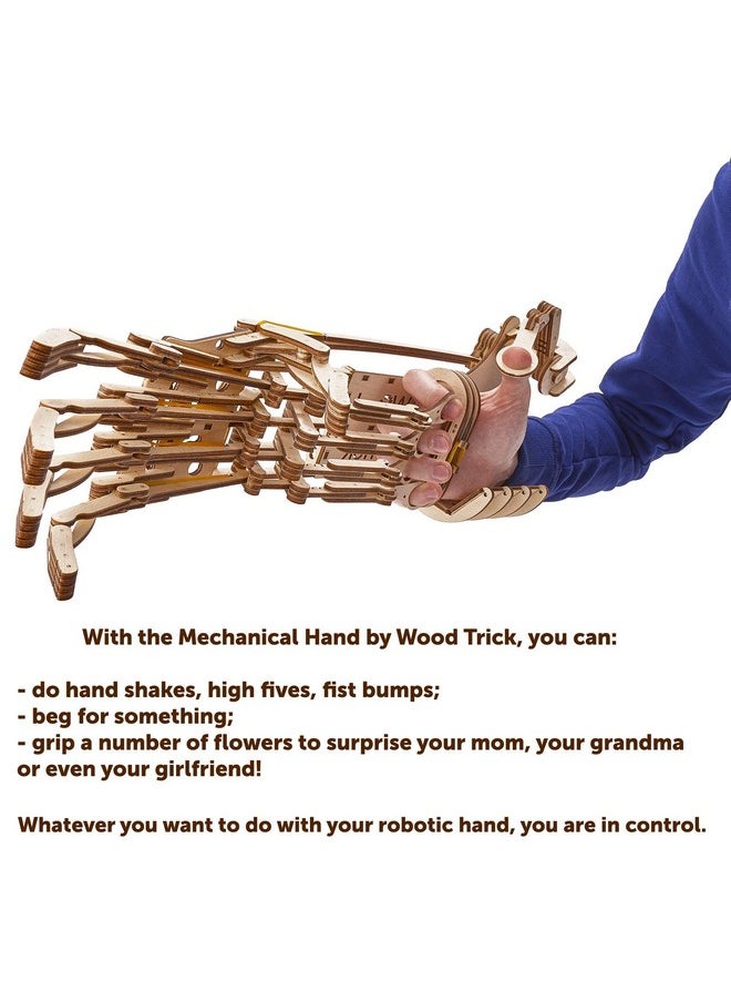 Wood Trick Wooden Robot Hand 3D Wooden Puzzle - Robotic Hand Wood Model Kit to Build