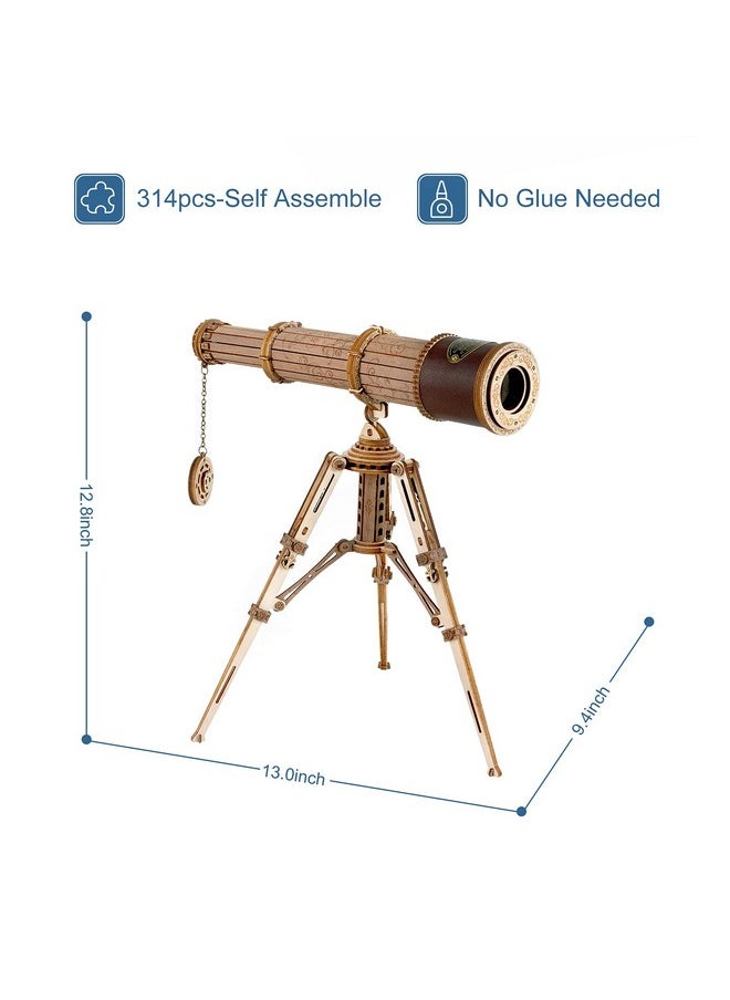 Rowood Telescope 3D Puzzles for Adults, DIY Wooden Model Building Kit, Christmas Birthday Gift for Kids Teens