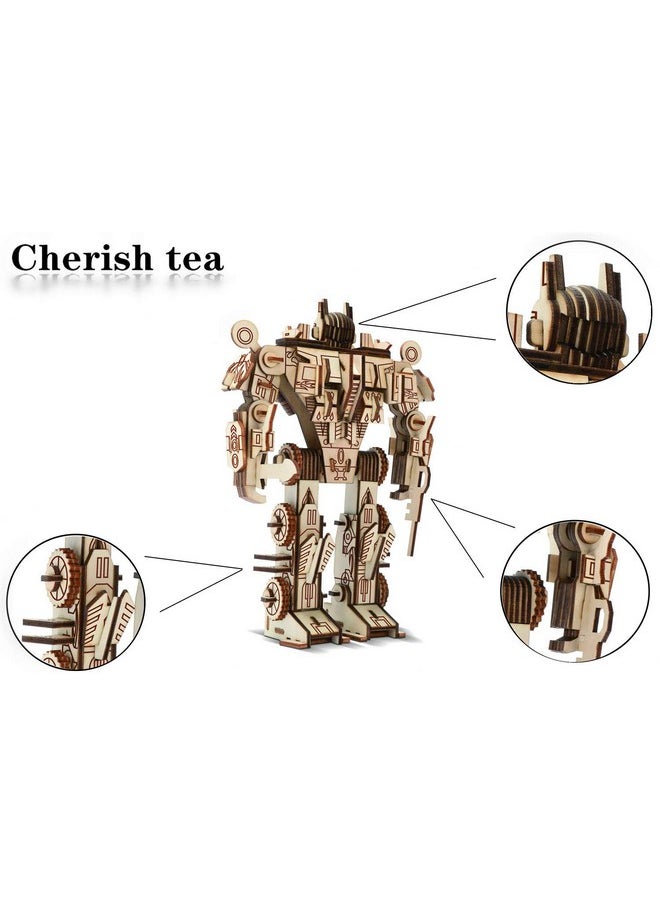 3D Wooden Robot Puzzle, 4 Piece Set Wood Crafts DIY Assembly Robot Puzzle - Wooden Robot Model Kits - Robot Toys for Adults Teens Boys Kids Birthday