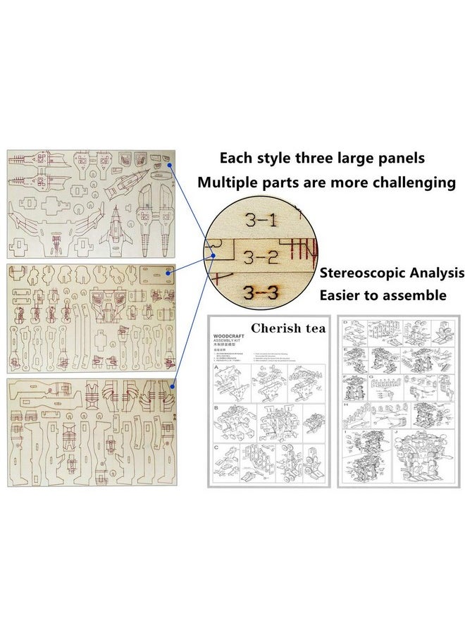 3D Wooden Robot Puzzle, 4 Piece Set Wood Crafts DIY Assembly Robot Puzzle - Wooden Robot Model Kits - Robot Toys for Adults Teens Boys Kids Birthday