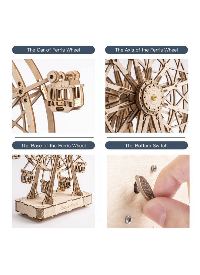 Rowood 3D Puzzles for Adults, Model Kits for Adults, Wooden Music Box,DIY Craft Kits for Adults Teen Boy Gifts on Birthday Christmas - Ferris Wheel (232 PCS)