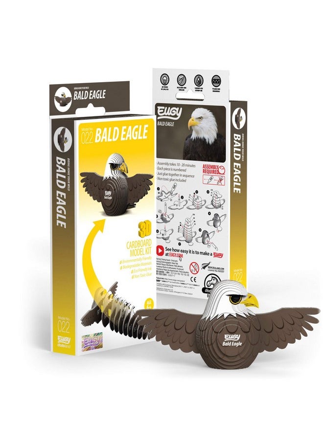 Eugy Bald Eagle 3D Puzzle, 22 Piece Eco-Friendly Educational Toy Puzzles for Boys, Girls & Kids Ages 6+