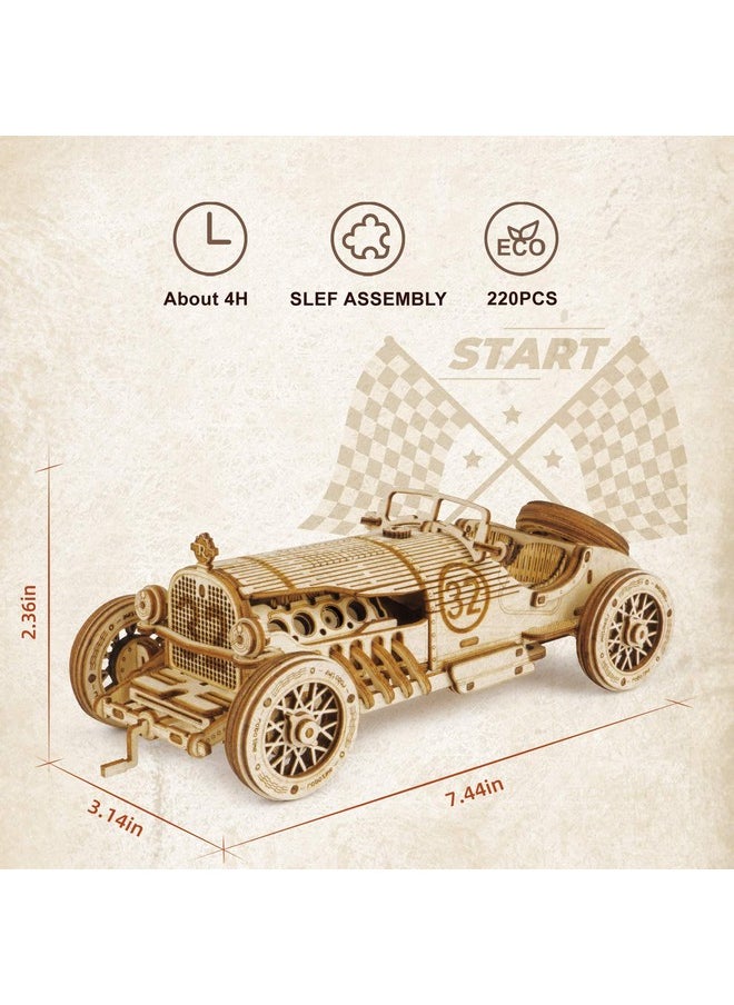ROBOTIME Model Car Kits - Wooden 3D Puzzles - Model Cars to Build for Adults 1:16 Scale Model Grand Prix Car