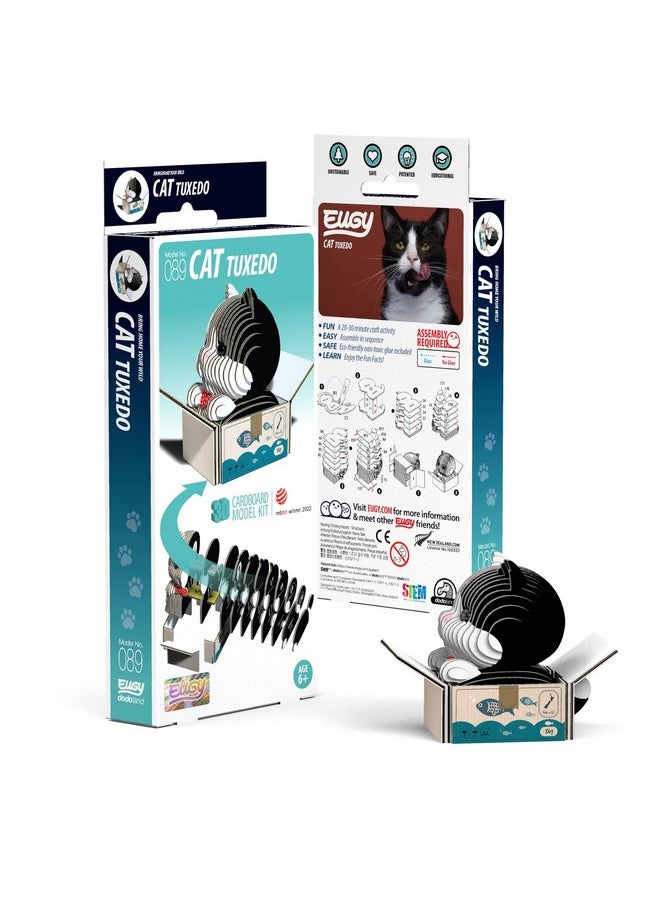 Eugy Cat - Tuxedo 3D Puzzle, 32 Piece Eco-Friendly Educational Learning Puzzles for Kids 6+