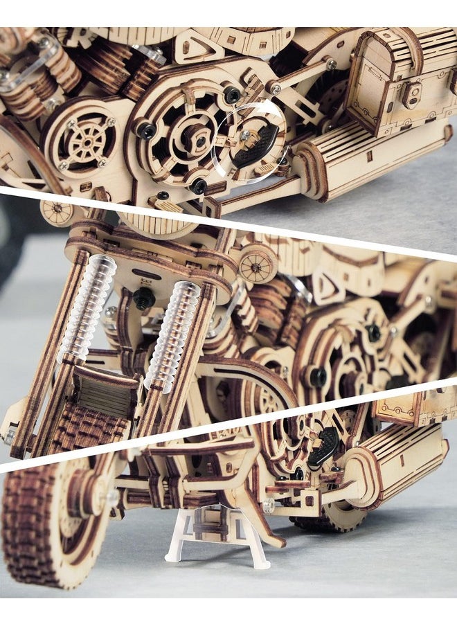 ROKR 3D Wooden Motorcycle Puzzle-Wood Model Car Kits to Build for Adults-Brain Teaser Gearjits Puzzle-1:8 Scale Cruiser Motorcycle as A Gift for Valentine's Day/Brithday