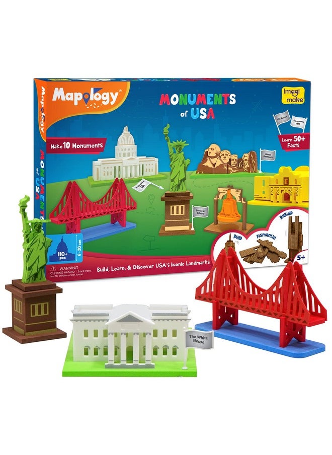 Imagimake Mapology Monuments of USA | 3D Puzzles for Kids | STEM Toys & Games | Educational Toys for Kids 5-7 | Birthday Gift for Boys & Girls Age 5 Years & Up | Easter Gifts for Kids | Easter Toys