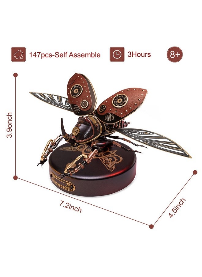 Gift for Teen Boys/Men/Hobbyist, Birthday Gift Idea, ROBOTIME MI01 Plastic Model Kit, 156 Pieces Mechanical 3D Puzzles, Rhinoceros Beetle Model Building Kits