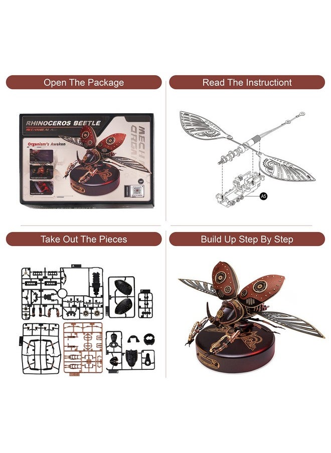 Gift for Teen Boys/Men/Hobbyist, Birthday Gift Idea, ROBOTIME MI01 Plastic Model Kit, 156 Pieces Mechanical 3D Puzzles, Rhinoceros Beetle Model Building Kits