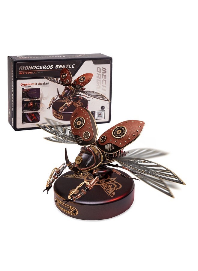 Gift for Teen Boys/Men/Hobbyist, Birthday Gift Idea, ROBOTIME MI01 Plastic Model Kit, 156 Pieces Mechanical 3D Puzzles, Rhinoceros Beetle Model Building Kits