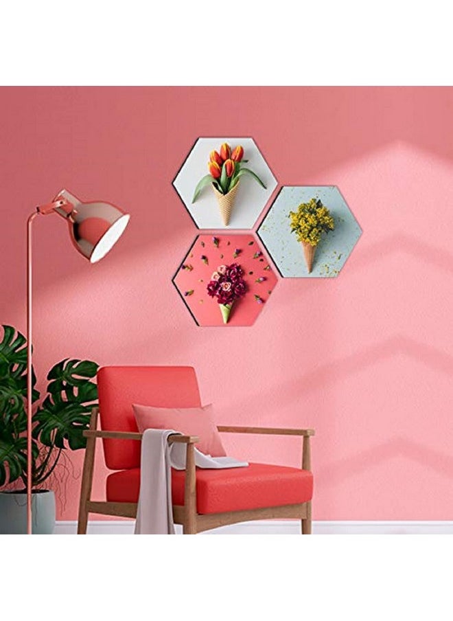 SAF paintings Preety Flower and Leaf in Cone Pot 3 Pieces UV Textured Multi-Effect Self adheshive Painting 17 Inch X 17 Inch (color5)