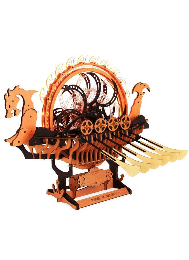 ROBOTIME LK802 Viking Dragon Ship Mechanical Wooden Puzzles, 229 Pieces 3D Puzzles for Adults, Crafts for Adults Hobby Building Kit