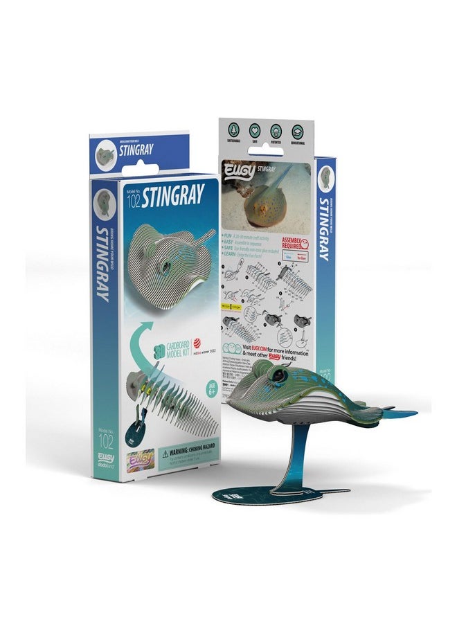 Eugy Stingray 3D Puzzle - 50 Piece Eco-Friendly Educational Toy Puzzle for Boys, Girls & Kids Ages 6+