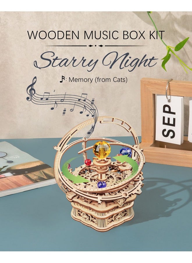 ROKR 3D Puzzles for Adults-Starry Night Music Box Kit-Wooden Puzzles Science Gifts for Adults-Gifts for Teenage Boys Girls