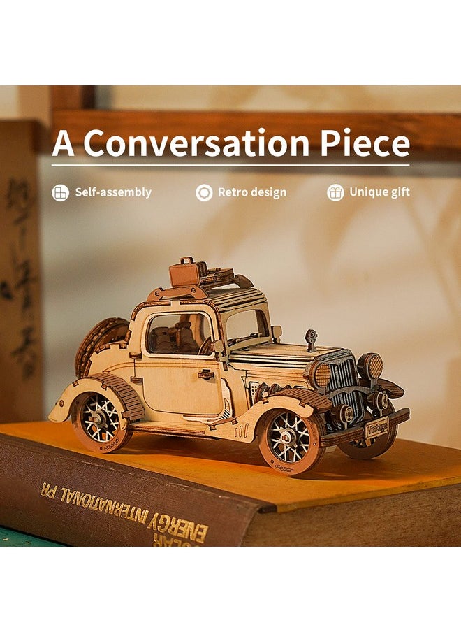 ROBOTIME 3D Wooden Puzzles Car DIY Model Kits to Build Wooden Model Vintage Car Craft Gift for Collection Lover