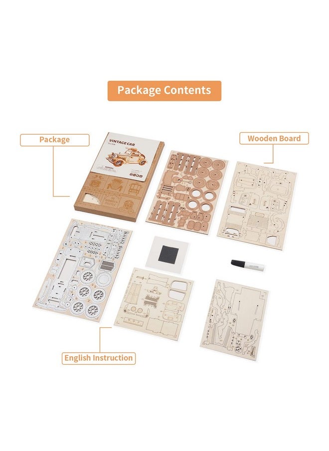 ROBOTIME 3D Wooden Puzzles Car DIY Model Kits to Build Wooden Model Vintage Car Craft Gift for Collection Lover