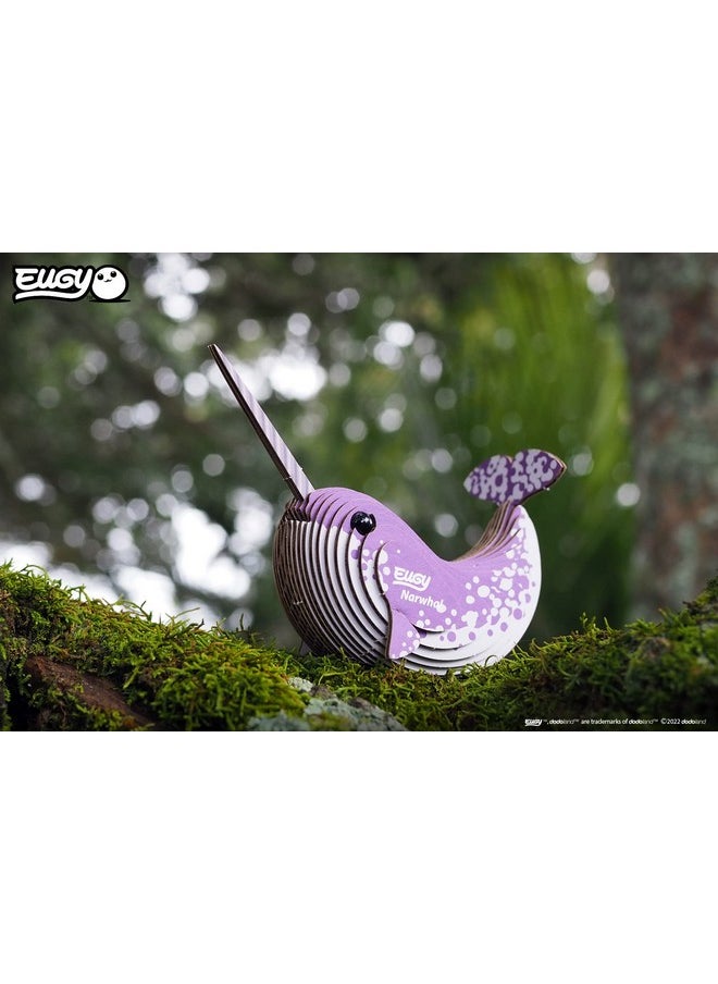 Eugy Narwhal 3D Puzzle, 23 Piece Eco-Friendly Educational Toy Puzzles for Boys, Girls & Kids Ages 6+