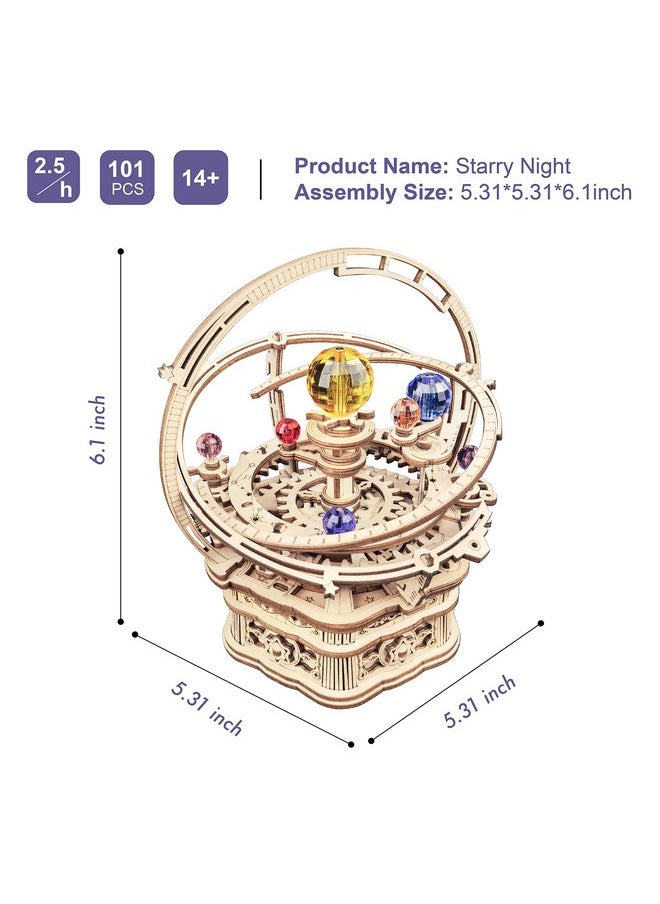 RoWood Music Box 3D Puzzles for Adults, DIY Wooden Mechanical Building Model Kits, Gift for Teens Kids on Children's Day/Birthday/Christmas - Starry Night