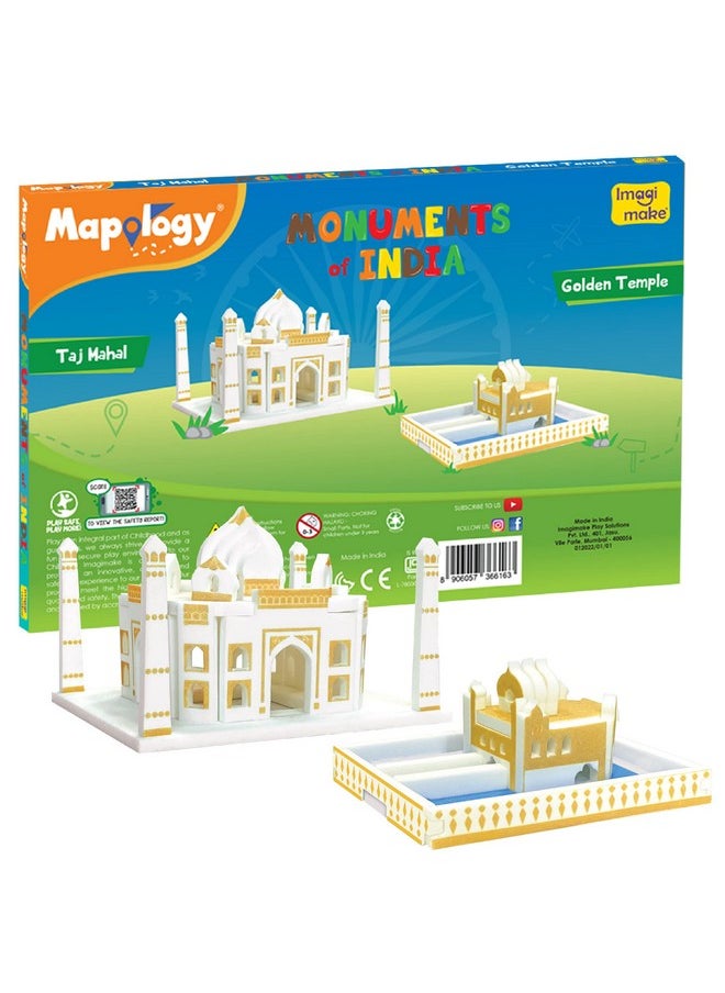 Imagimake Boys And Girl's Mapology Monuments Of India - Taj Mahal And Golden Temple Construction Set For Above 5 Years, 2 Pcs