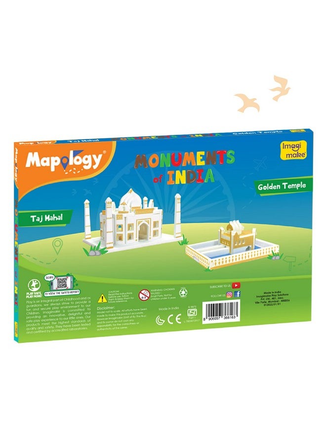 Imagimake Boys And Girl's Mapology Monuments Of India - Taj Mahal And Golden Temple Construction Set For Above 5 Years, 2 Pcs