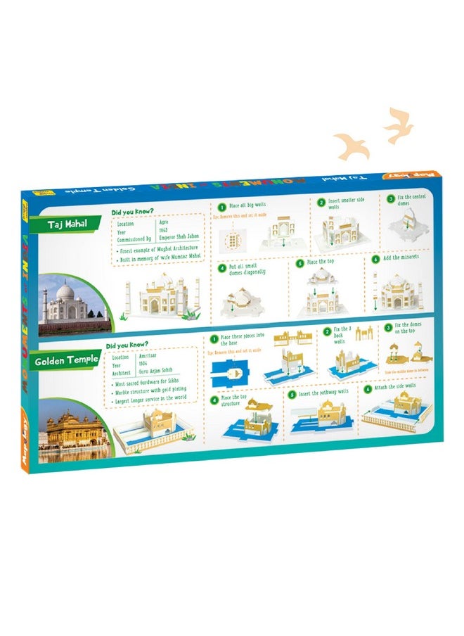 Imagimake Boys And Girl's Mapology Monuments Of India - Taj Mahal And Golden Temple Construction Set For Above 5 Years, 2 Pcs