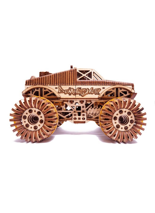 Wood Trick Monster Pickup Truck Car 3D Wooden Puzzle - Rides up to 18 feet - 8.3x6.3 in - Model Truck Kit to Build for Adults and Kids