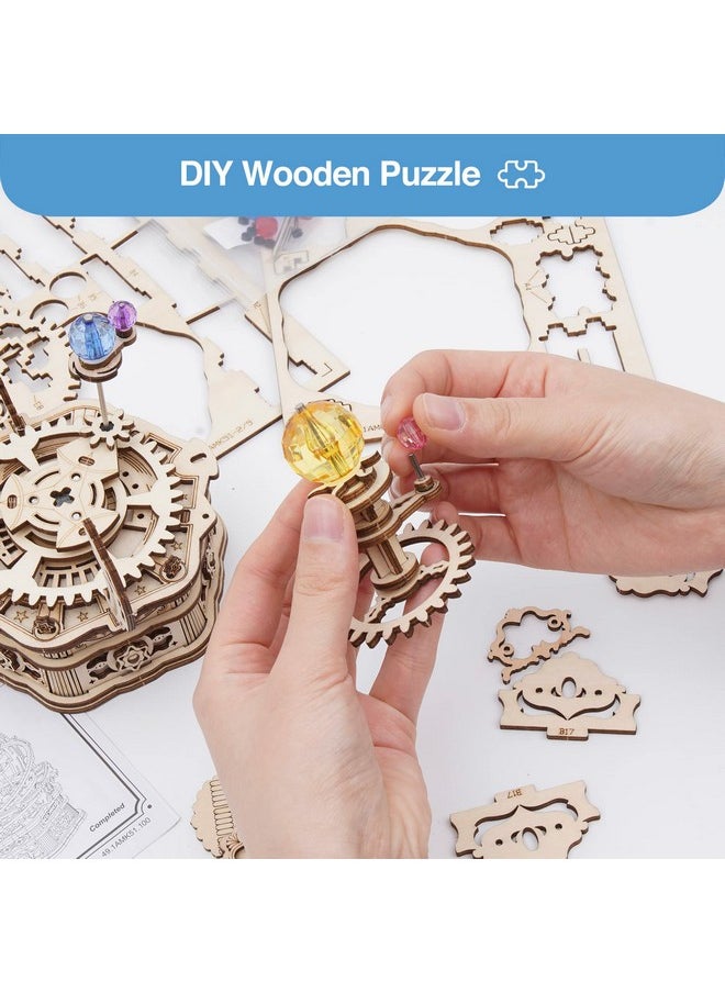 ROBOTIME 3D Puzzles for Adults Model Kits for Adults Hobbies for Men/Women Rotating Starry Night Wooden Puzzle Music Box AMK51