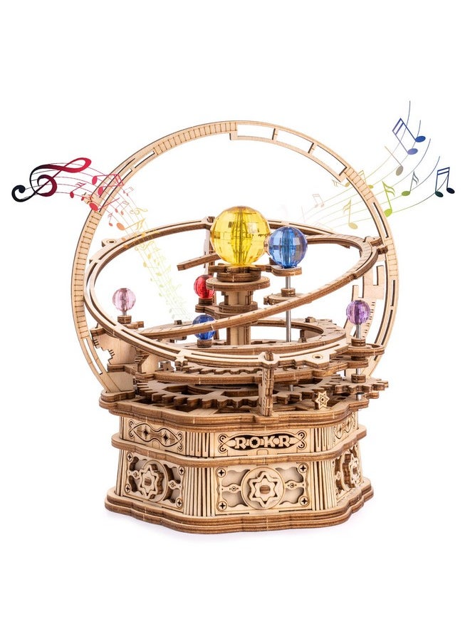 ROBOTIME 3D Puzzles for Adults Model Kits for Adults Hobbies for Men/Women Rotating Starry Night Wooden Puzzle Music Box AMK51