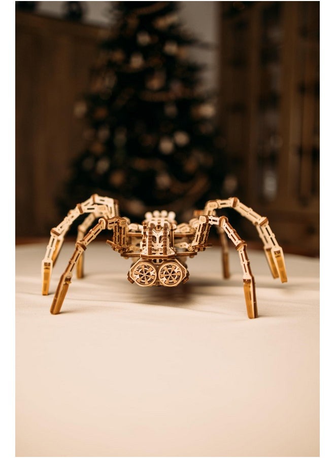 Wood Trick Mechanical Spider 3D Wooden Puzzle - Runs up to 7 feet - Wooden Model Kit for Adults and Kids to Build