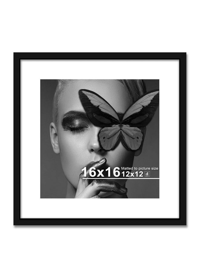Art Street Synthetic Document Large Size Wall Photo Frame, Big Frames For Wall Artwork, Certificates, Picture & Photographs Home Decor (16x16 Inch, Matted To: 12X12 Inch, Black)