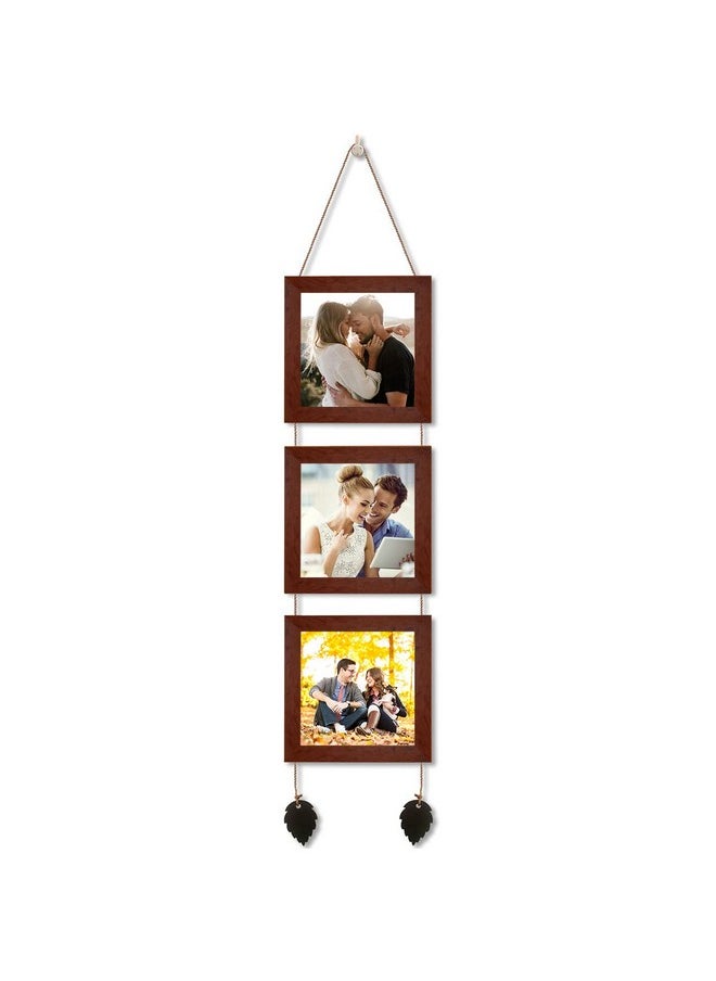 Art Street Photo Frame For Wall Set Wall Hanging Picture, Photo Frame For Home and Office Decoration (Set of 3, 5x5 Inch - Brown)