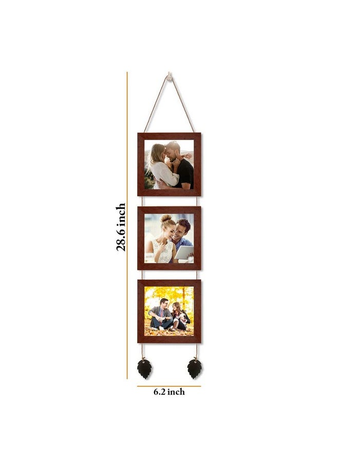 Art Street Photo Frame For Wall Set Wall Hanging Picture, Photo Frame For Home and Office Decoration (Set of 3, 5x5 Inch - Brown)