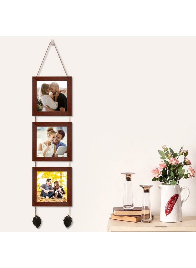 Art Street Photo Frame For Wall Set Wall Hanging Picture, Photo Frame For Home and Office Decoration (Set of 3, 5x5 Inch - Brown)