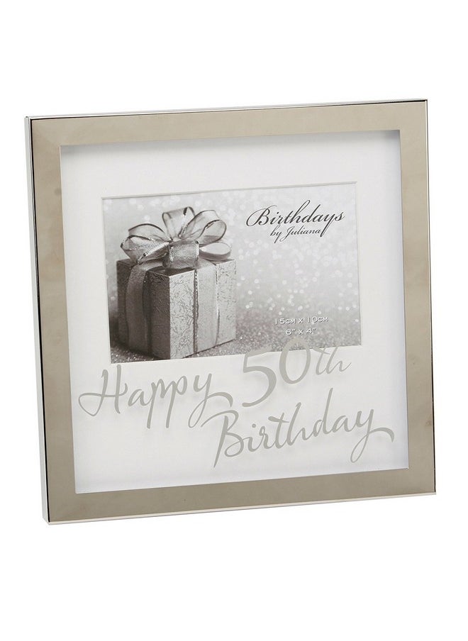 Oaktree Gifts 50th Silverplated Edge Box Frame 6 x 4