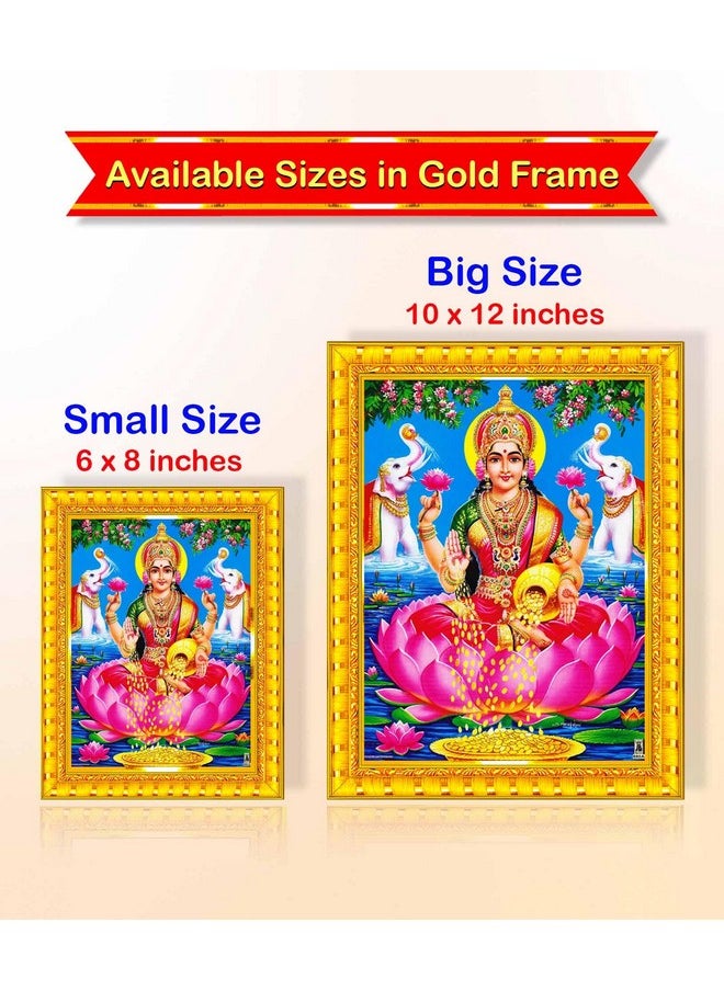 Pavan Photo Laminations Goddess Lakshmi Devi Dhana Vaibhav Laxmi Maa Wall Painting Framed Home Decor (Wood,Matte,Gold,Small Size,6 x 8 Inch) R317S