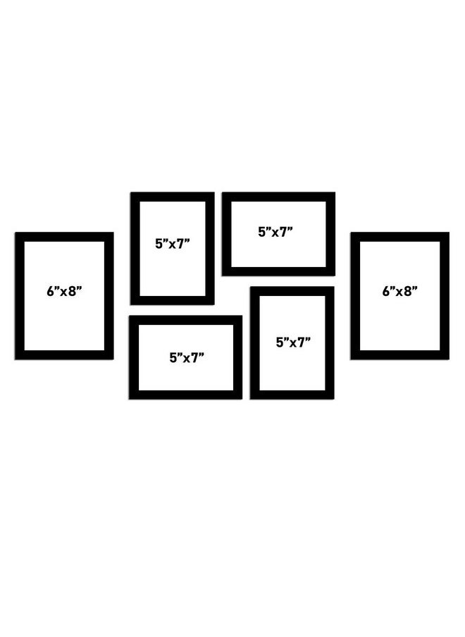 Art Street Photo Frame Wall Set Of 6 Black Rectangular Picture Frame For Home And Office Decoration Size -5X7,6X8 Inches Eco Series(Aspwteco23271),Medium Density Fibreboard;Synthetic Wood;Plexiglass
